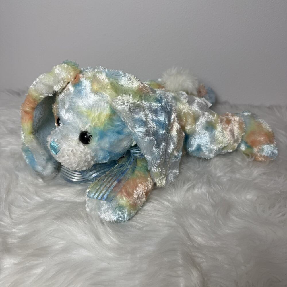 Vtg Walmart Easter Tie Dye Blue Bunny Rabbit Plush Floppy Ears Stuffed Laying